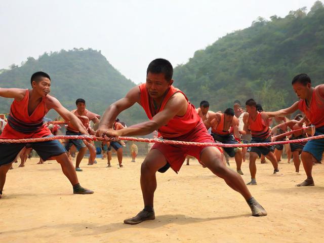 九游体育网站_ 乡村传统拔河比赛，传承民族体育文化，传统体育项目拔河