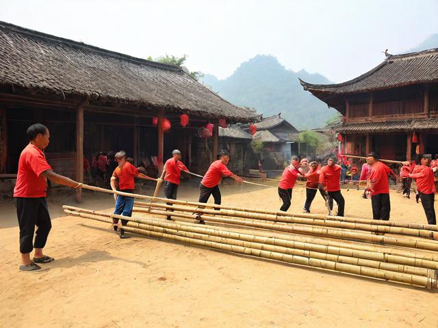 九游体育网站_ 乡村特色竹竿挤拔河，传承传统民俗运动，拔竹竿神器