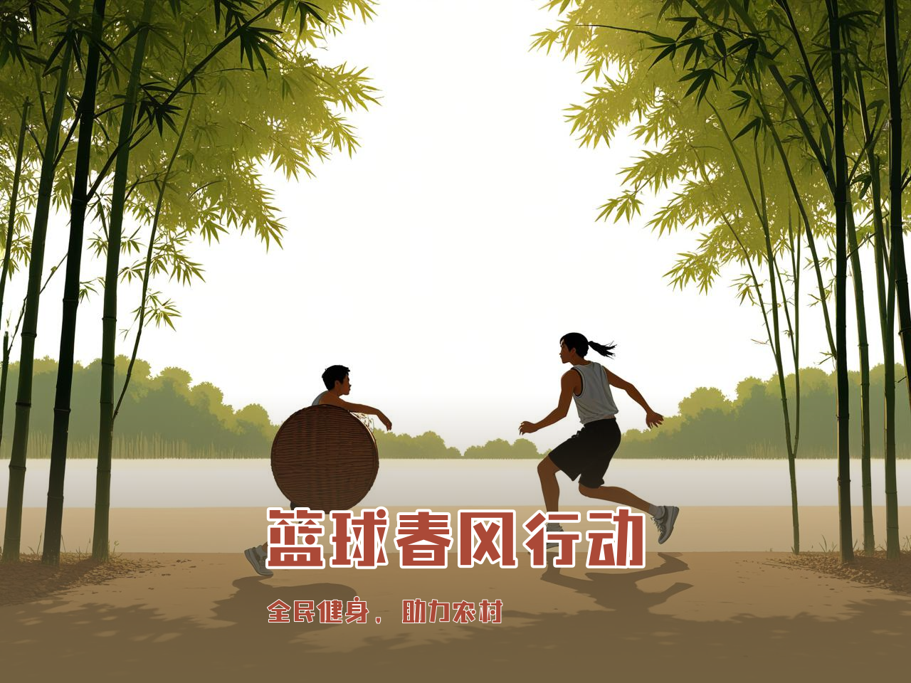 jiuyou.com_ 中国农村地区篮球普及“春风行动”，推动全民健身，春节农村篮球比赛海报